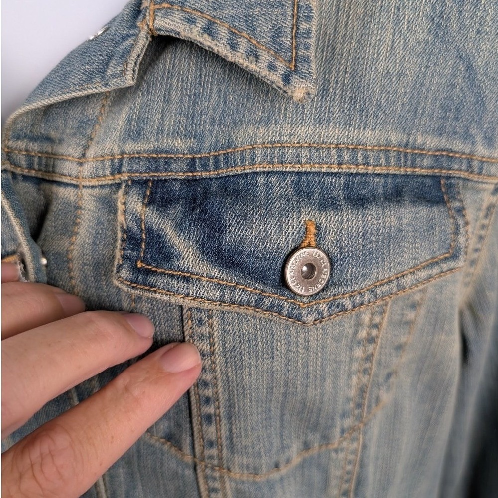 Liz Claiborne Blue Denim Trucker Jacket Womens XL Stretch Cotton Medium Wash - Picture 12 of 16